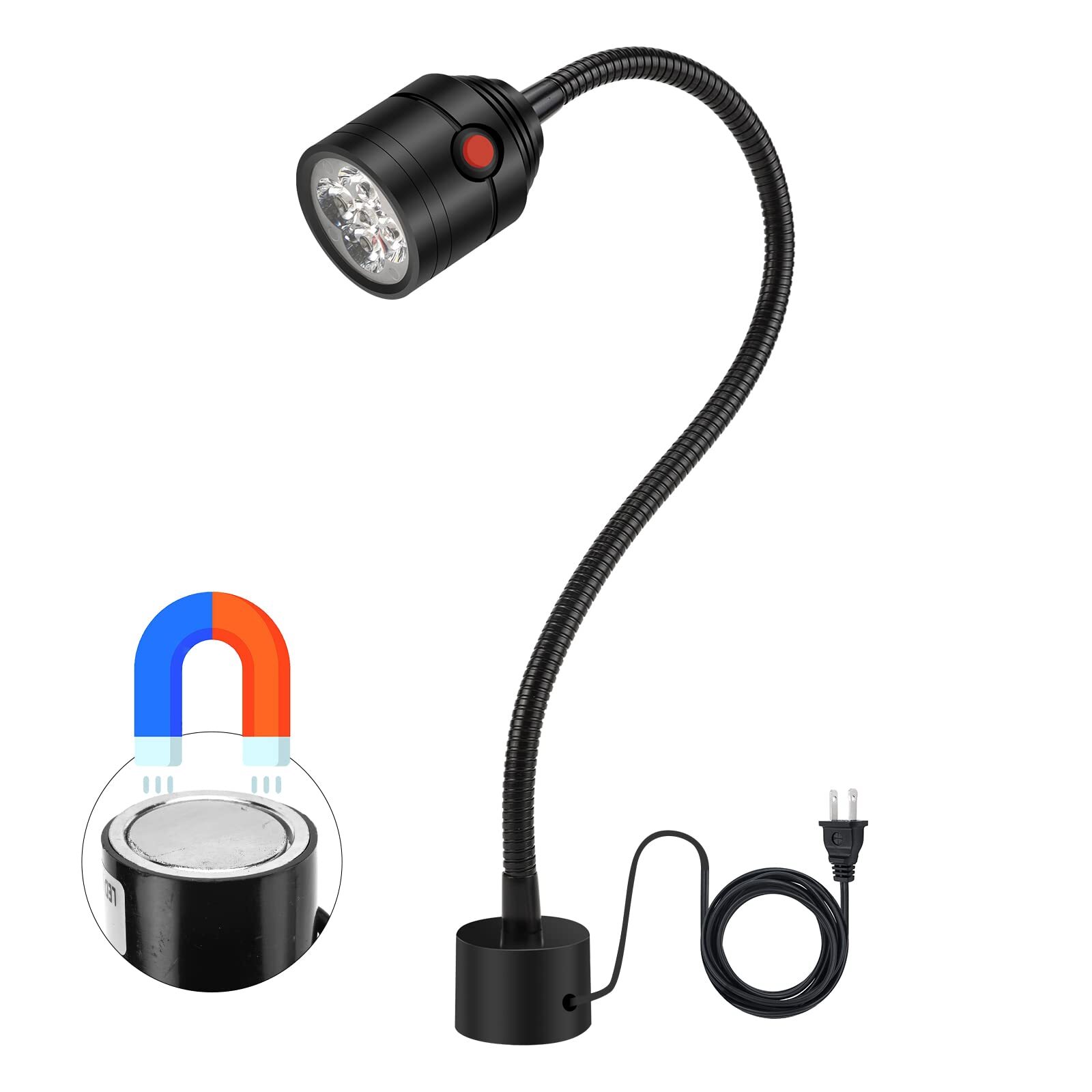 Magnetic Work Light, LED Machine Light with Flexible Gooseneck and Magnetic Base