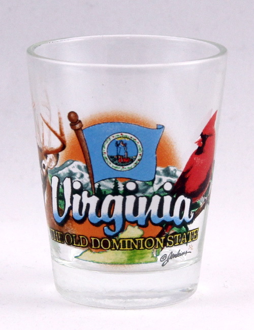 VIRGINIA OLD DOMINION STATE ELEMENTS SHOT GLASS SHOTGLASS