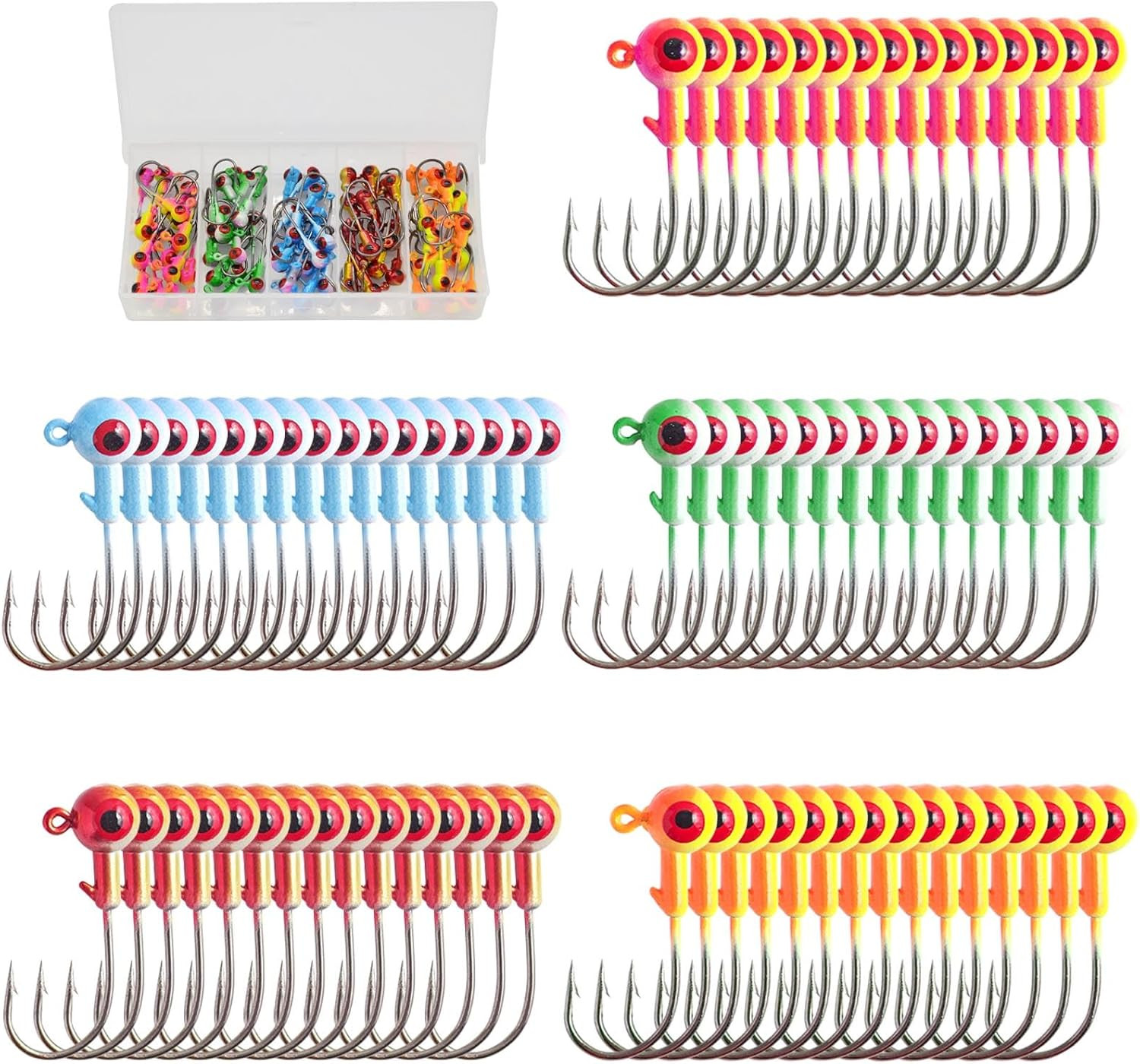 Crappie Jig Heads Kit, 75 Pieces Fishing Jig Head Hooks for Fishing Crappie Bass