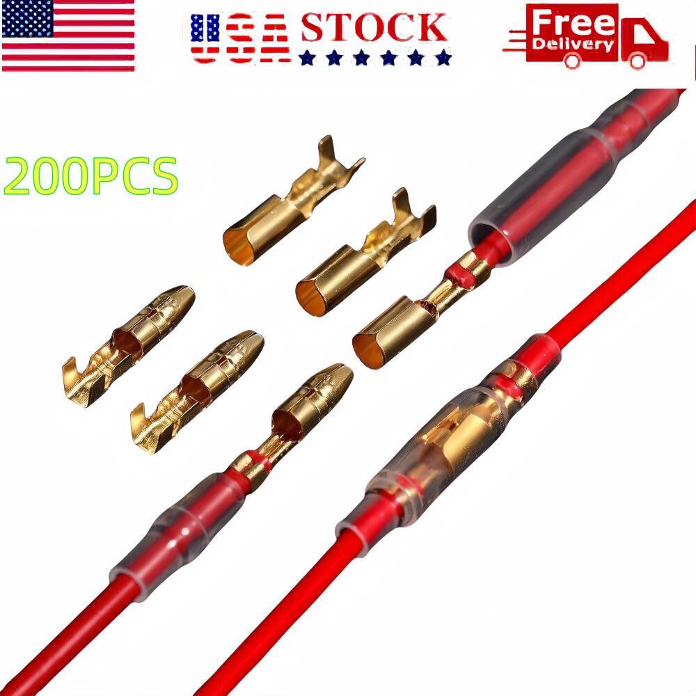 200PCS Insulated Bullet Terminals Female Male Crimp Wire Cable Connectors 4.0mm