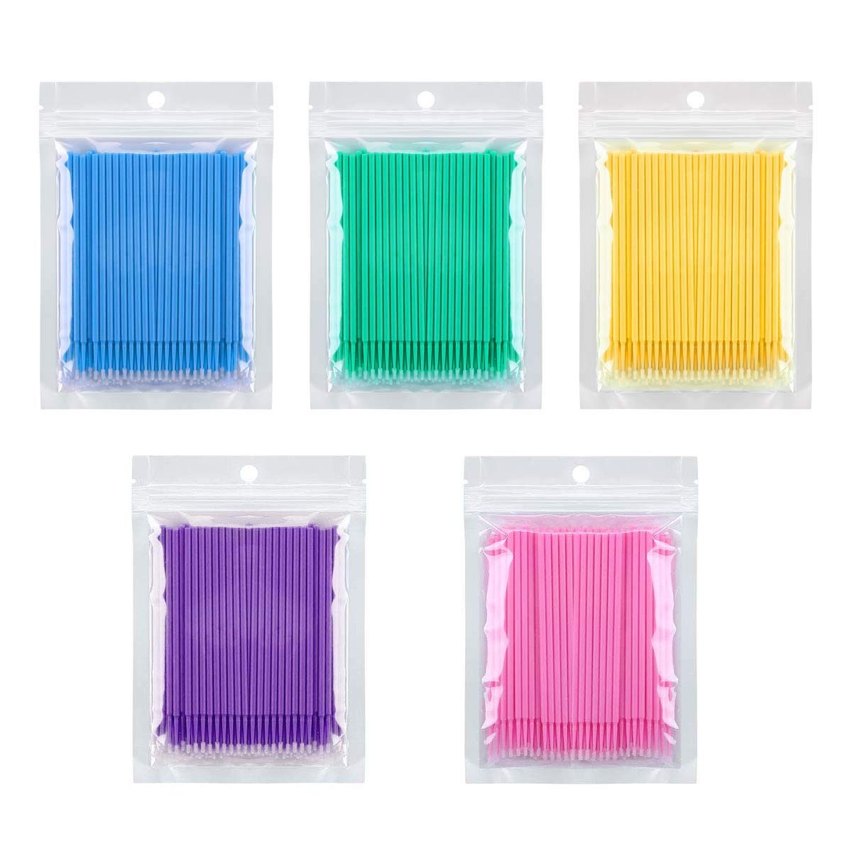 500 Pcs Micro Applicator Brush, Swabs, 100 Count (Pack of 5), 5-Colors