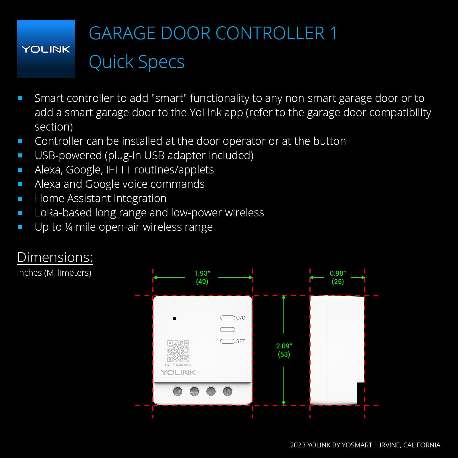 YoLink Garage Door Controller White