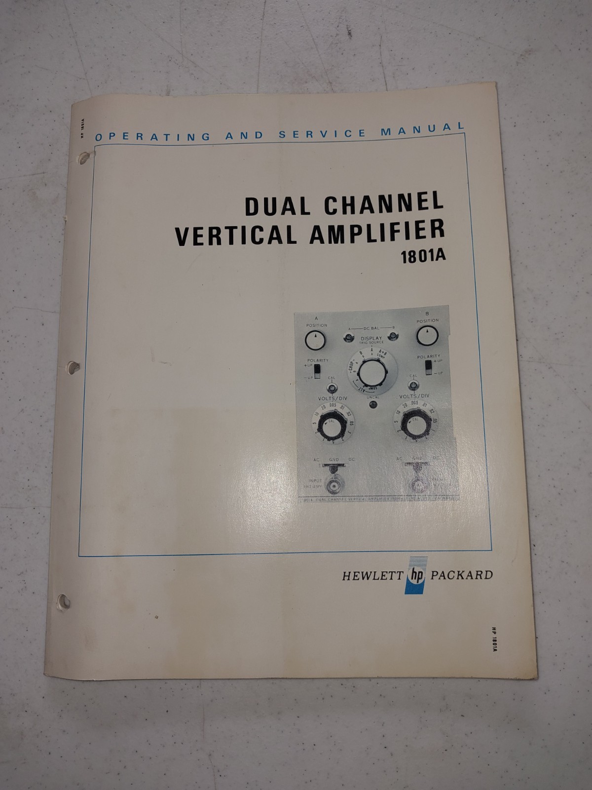Original HP 1801A dual channel vertical amplifier operating and service manual