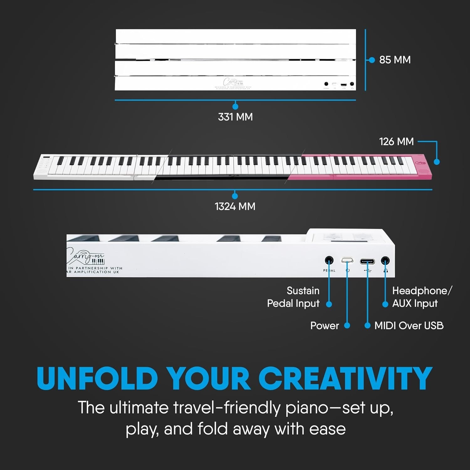 Portable 88-Key MIDI Controller with Rechargeable Battery