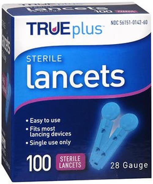 Sterile Lancets. 28 Gauge, Single Use. Fits Most Lancing Devices. 100 Count.
