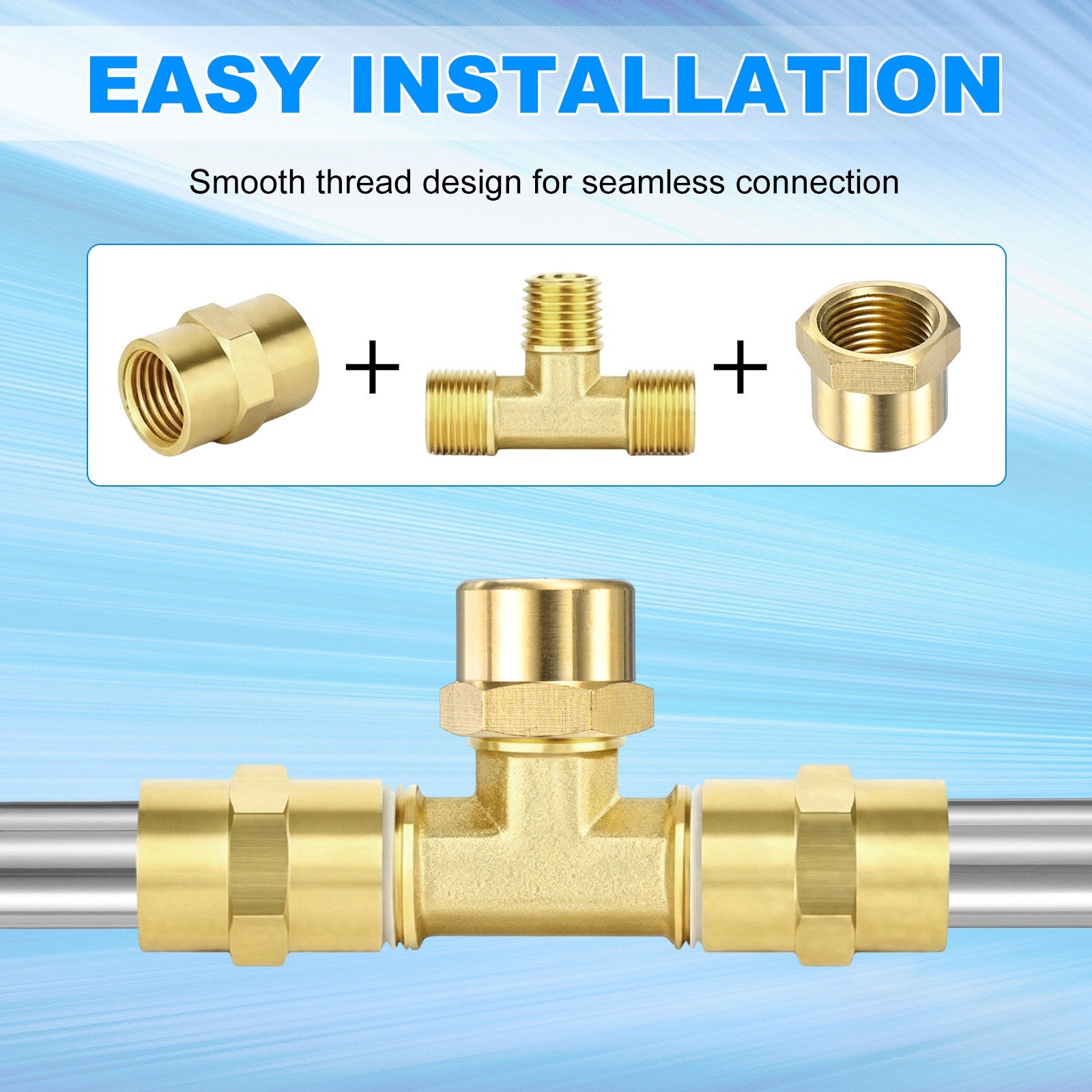 2-Pack Brass Pipe Fitting, 3/8 Inch NPT Female Thread Hex End Cap