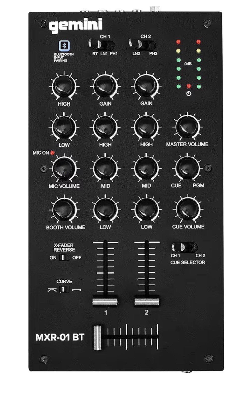 Gemini MXR-01 BT 2-Channel Professional DJ Mixer with Bluetooth Input  **NEW**