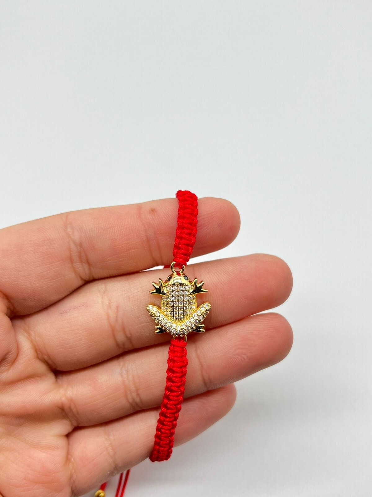 Red Cord Bracelet Braided Textile Frog