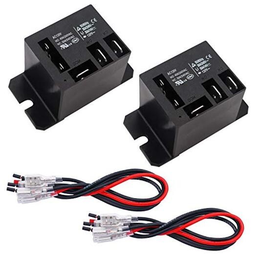 2PCS Power Relay Coil, 30A SPDT(1NO 1NC) with AC120V 2PCS + Terminal Wire