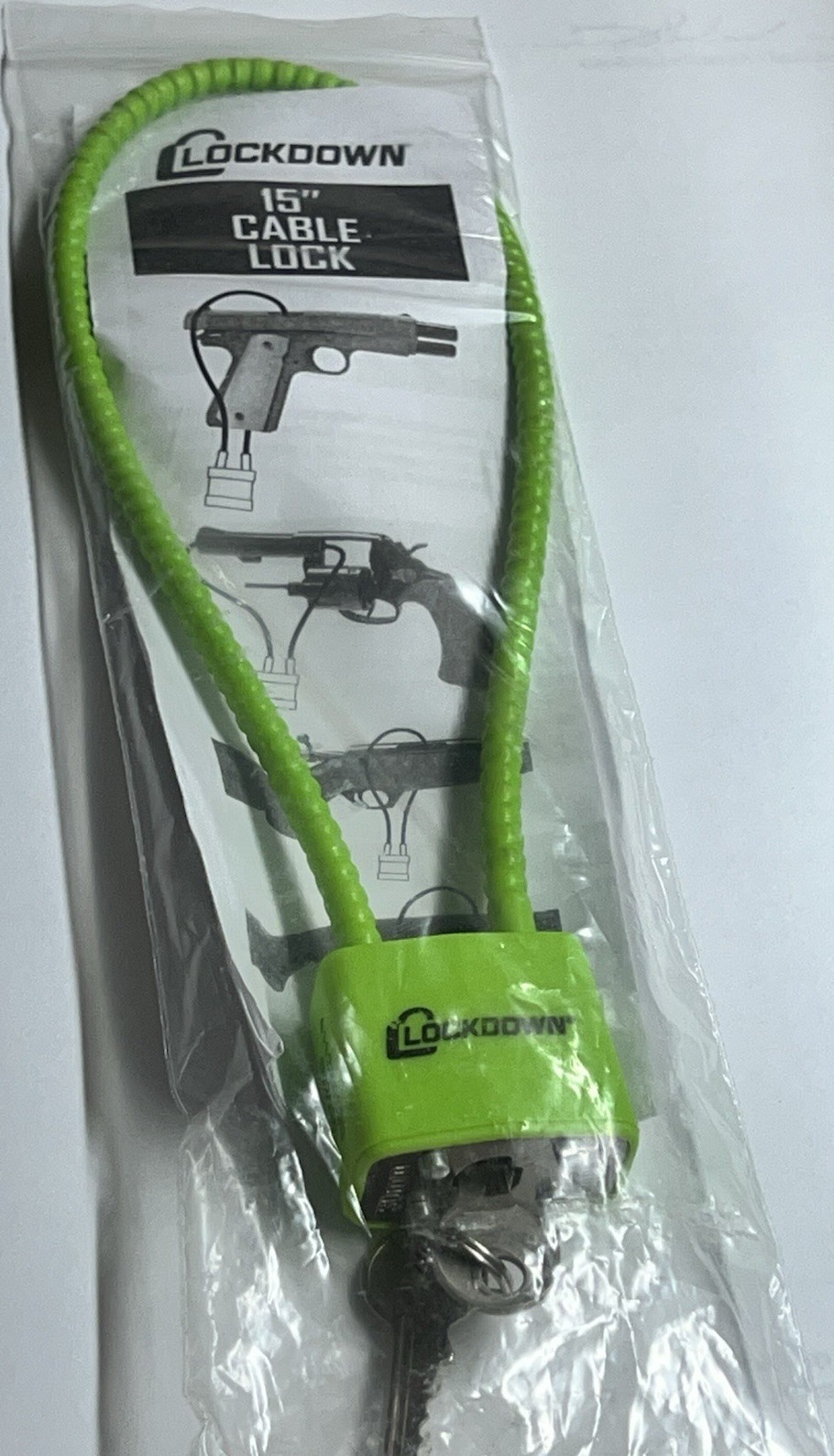 Lockdown 15 in Green Steel Cable Gun Lock w/ 2 Keys for Pistol/Rifle