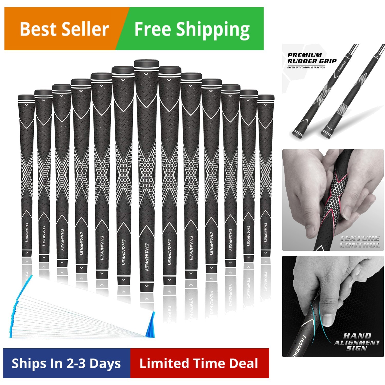 Rubber Golf Grips 13 Pack | High Traction and Feedback Rubber Golf Club Grips...
