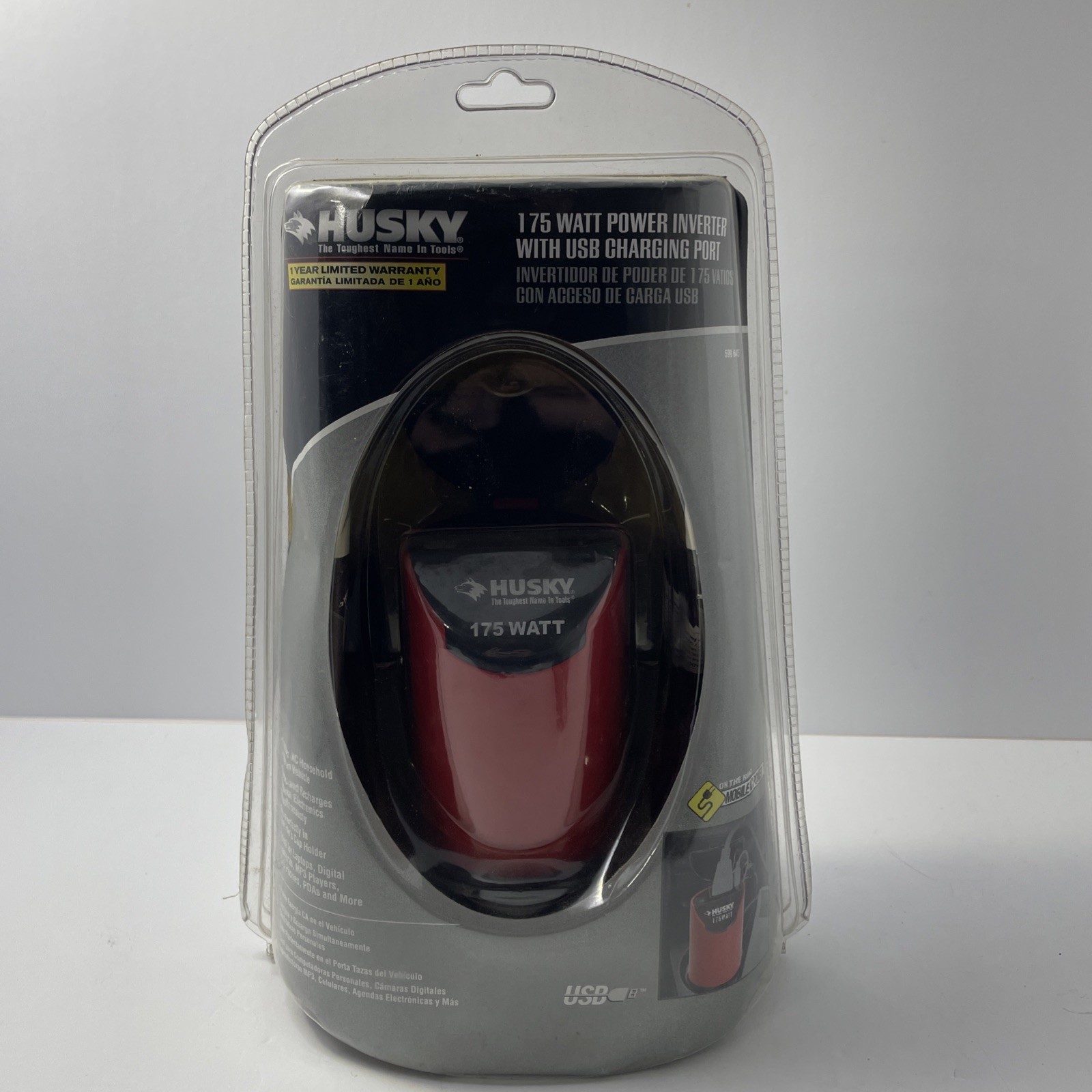 Husky 175 Watt Power Inverter With USB Charging Port And 120 Volt AC Outlet