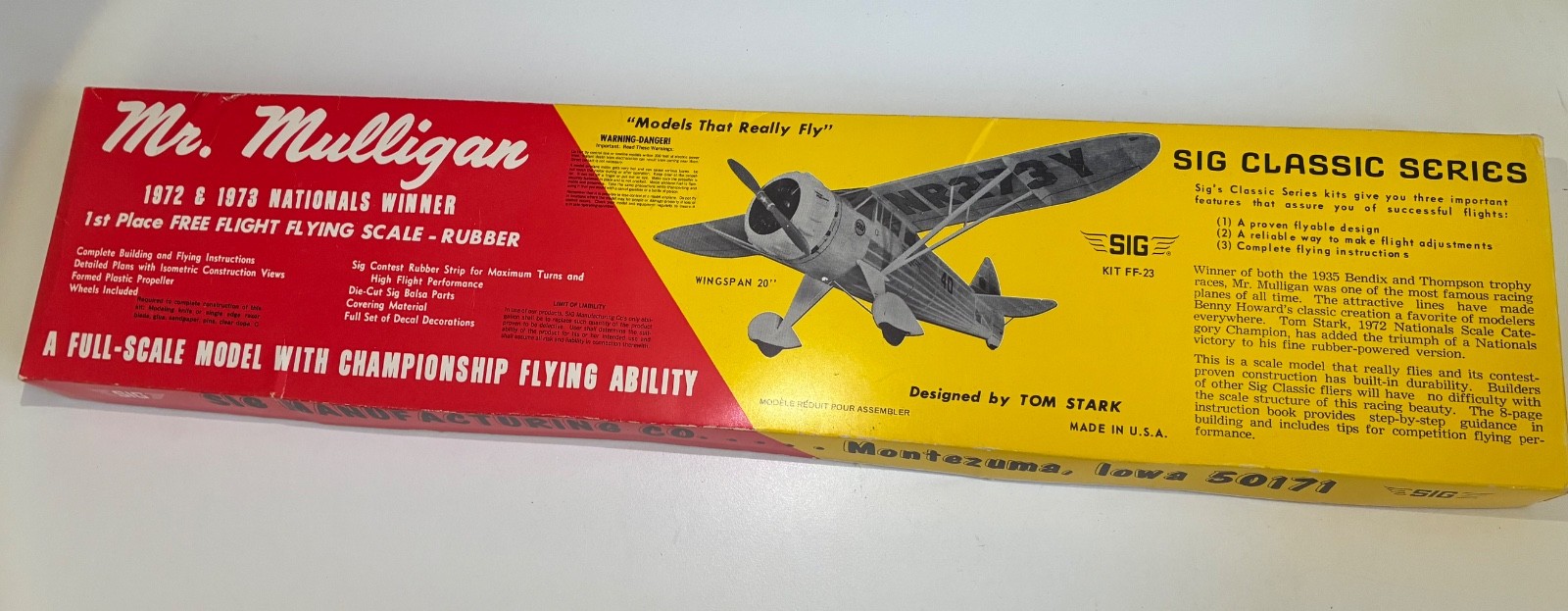 SIG Mr Mulligan 20" Wingspan Free Flight Model Airplane Kit