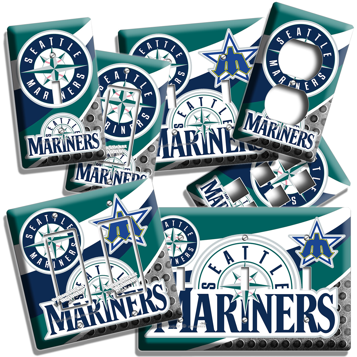 SEATTLE MARINERS BASEBALL TEAM LIGHT SWITCH OUTLET PLATES MAN CAVE ROOM HD DECOR