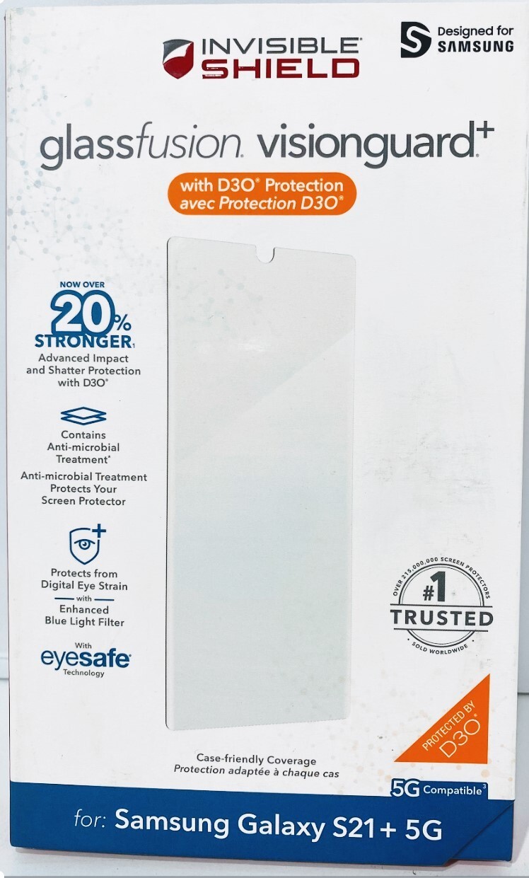 Zagg Invisible Shield Glass Fusion Visionguard+ Samsung Galaxy S21 +5G Protector