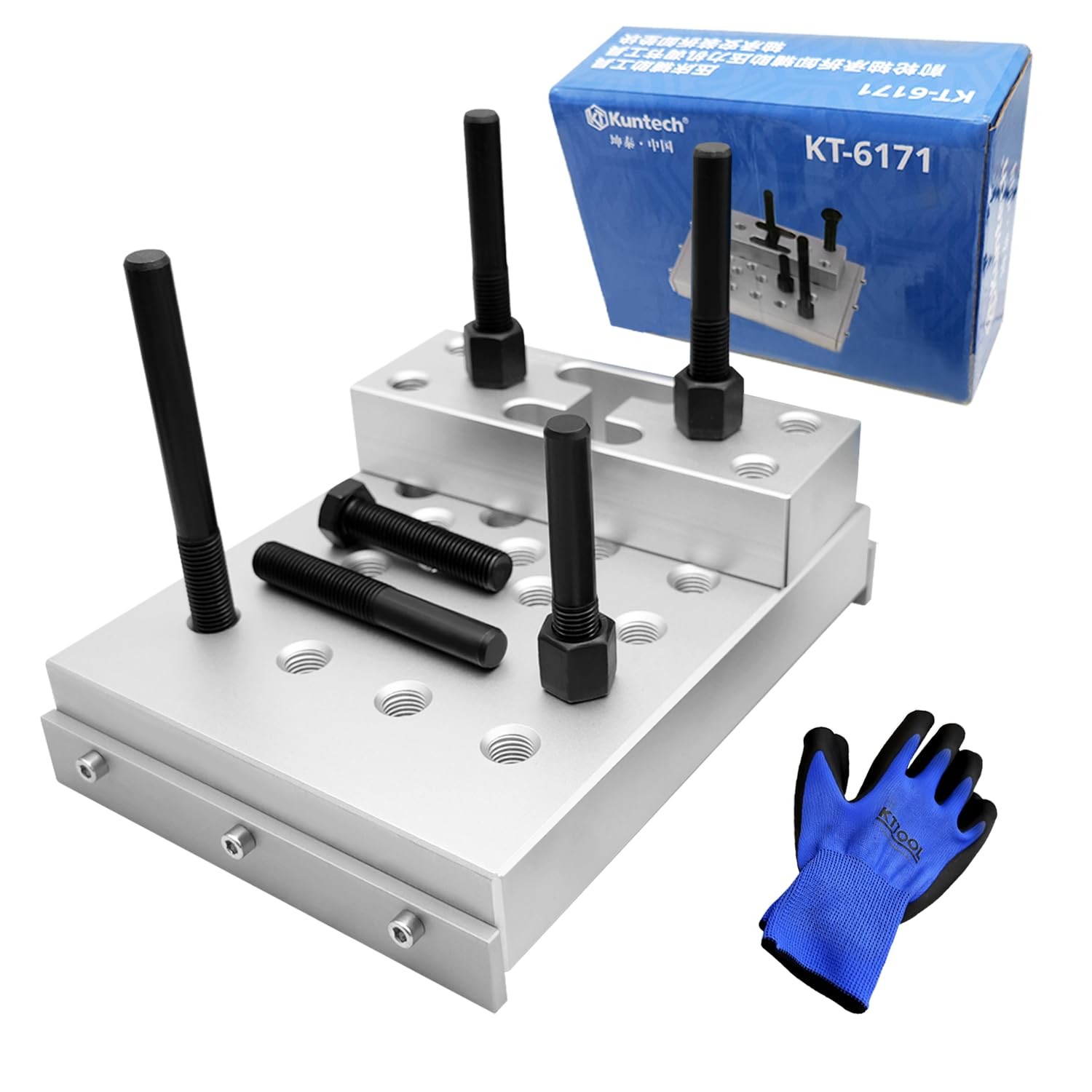 KTTOOL Universal Drill Press Support Block Plate Tool Set Kit, 30 Ton Silver