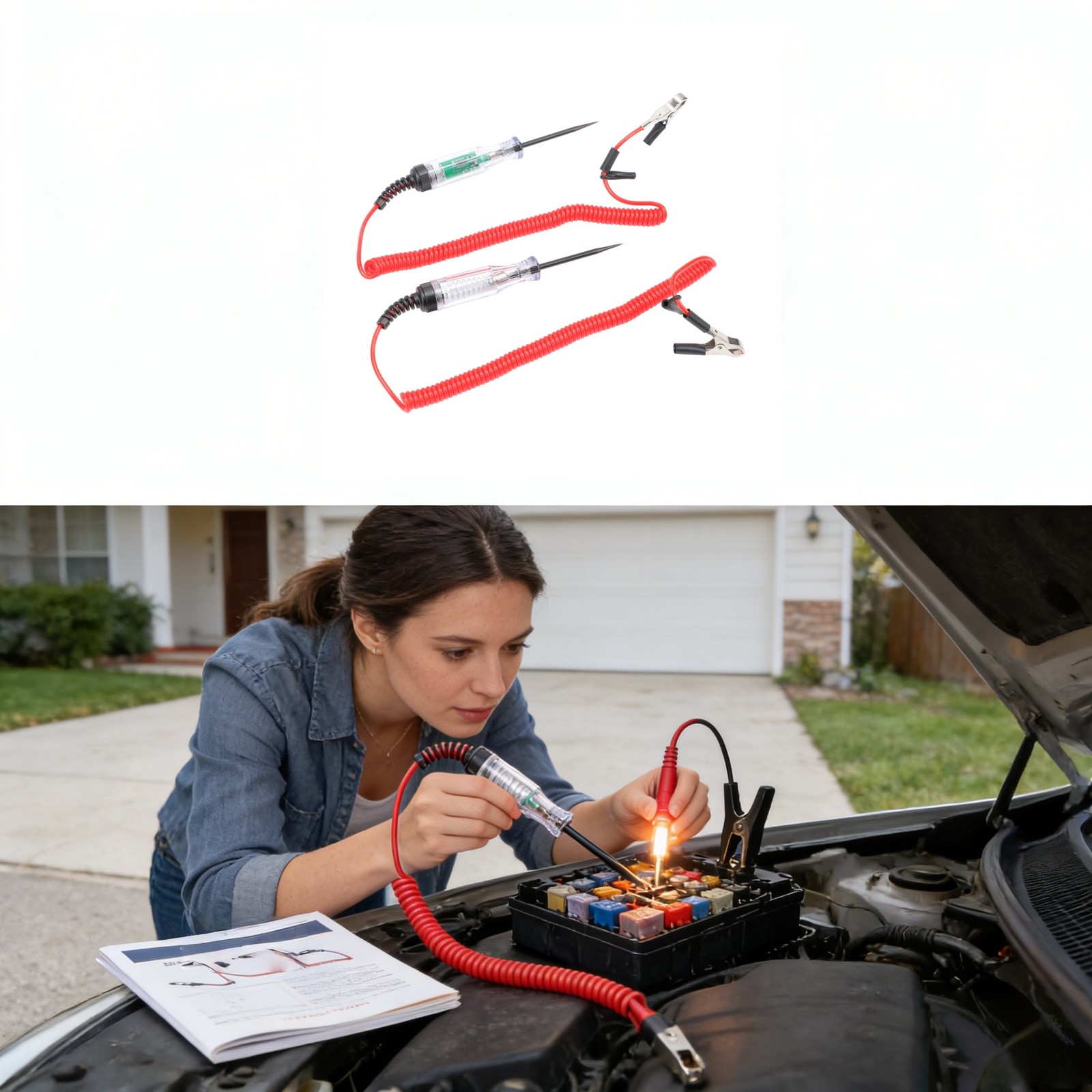 2pcs 6-24V Digital Test Light Automotive Voltage Circuit Tester For Truck Car