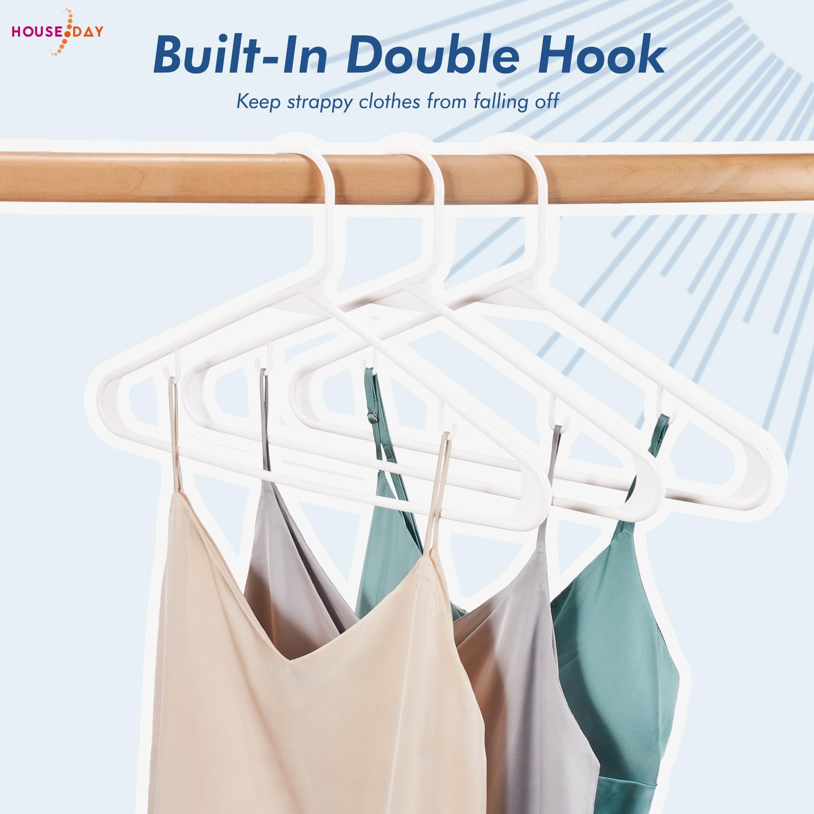 White Plastic Hangers 16 Pack, Space Saving Coat Hanger, Clothes Hanger with ...
