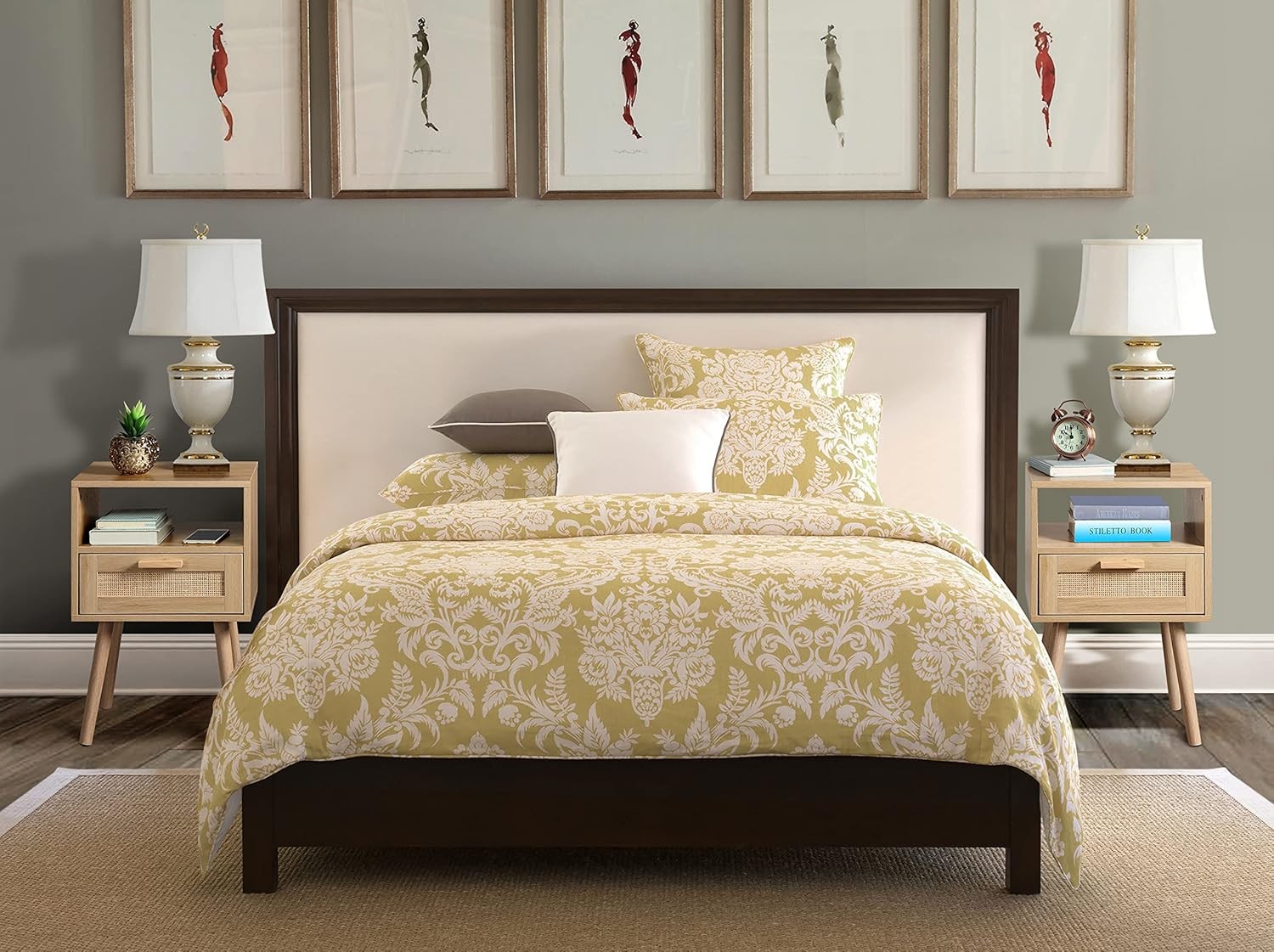 Finnhomy Nightstands Set of 2, End Table, Nightstand, Side 2 PACK, Natural