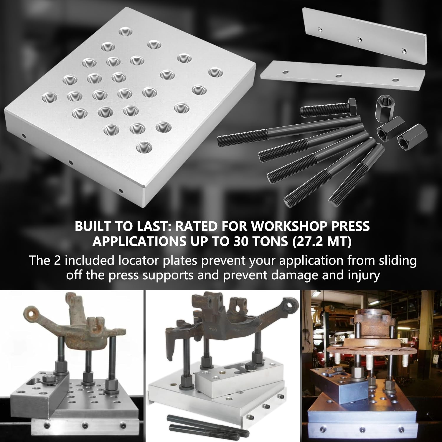 KTTOOL Universal Drill Press Support Block Plate Tool Set Kit, 30 Ton Silver