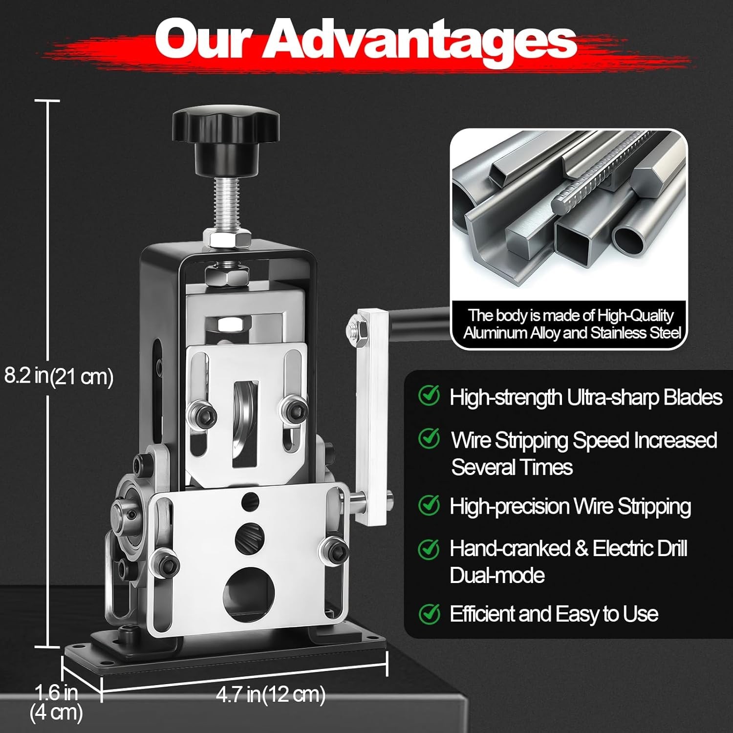Professional Grade Wire Stripping Tool | 1" Capacity & Quick Blade Change