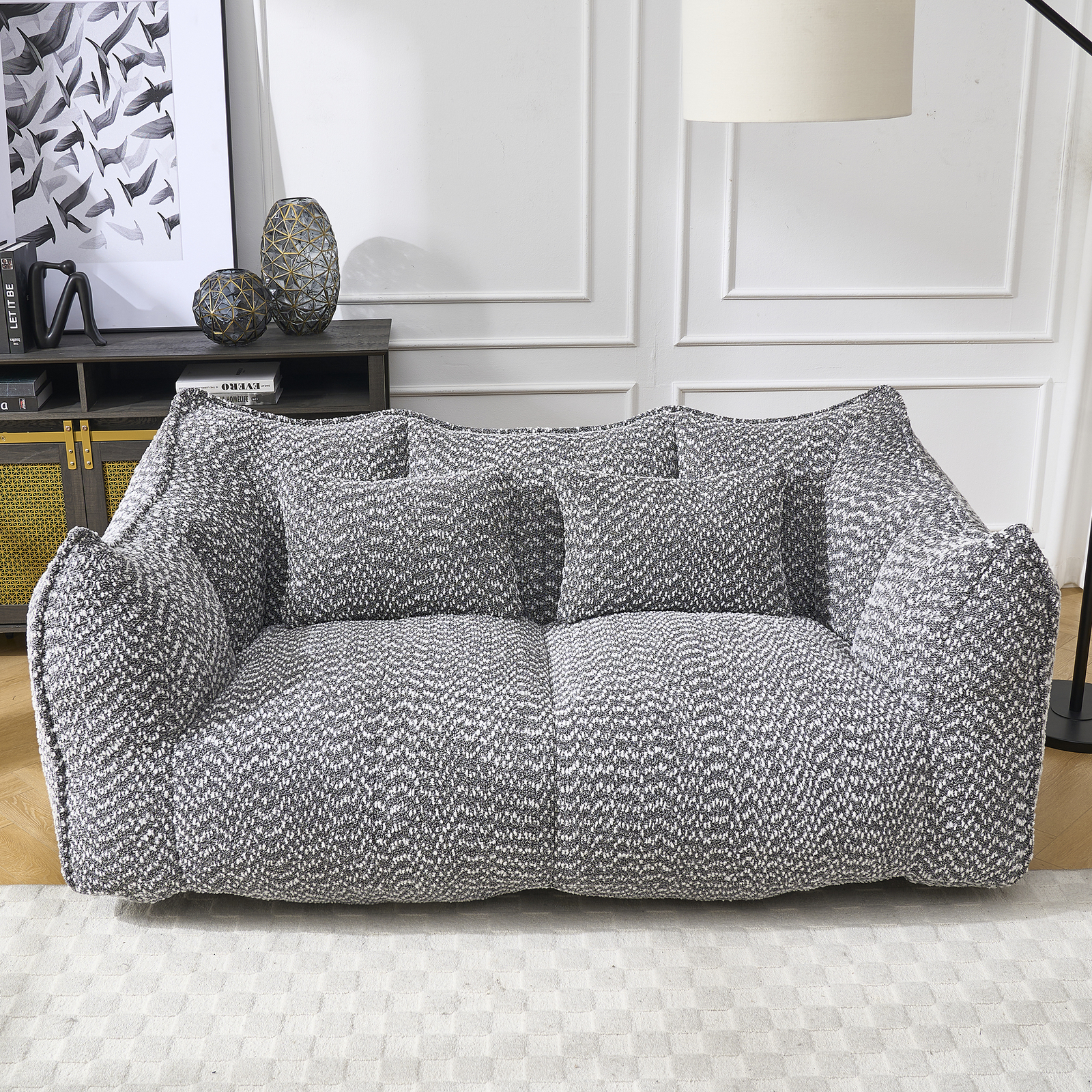 Bean Bag Chairs Lazy Sofa recliner high resilience foam core 2people sofa Grey