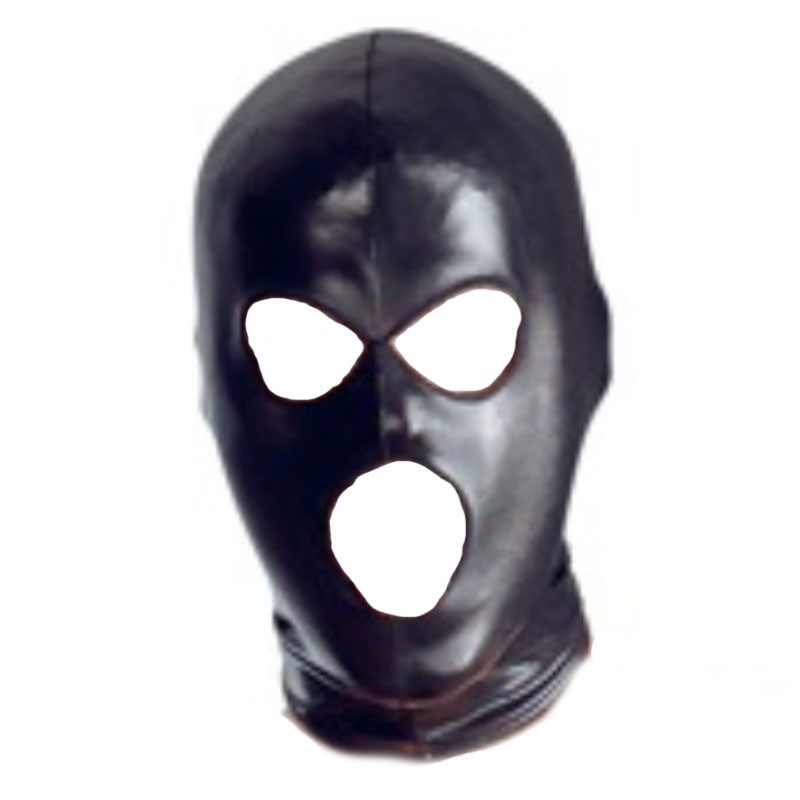 Head 3Holes Mask Halloween Carnival Wetlook Hood Head Mask Patent leather outfit