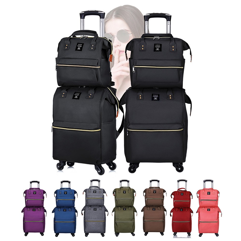 2 piece Duffle Bag w/4 Smooth Wheels Underseat Carry on Luggage Travel Suitcases