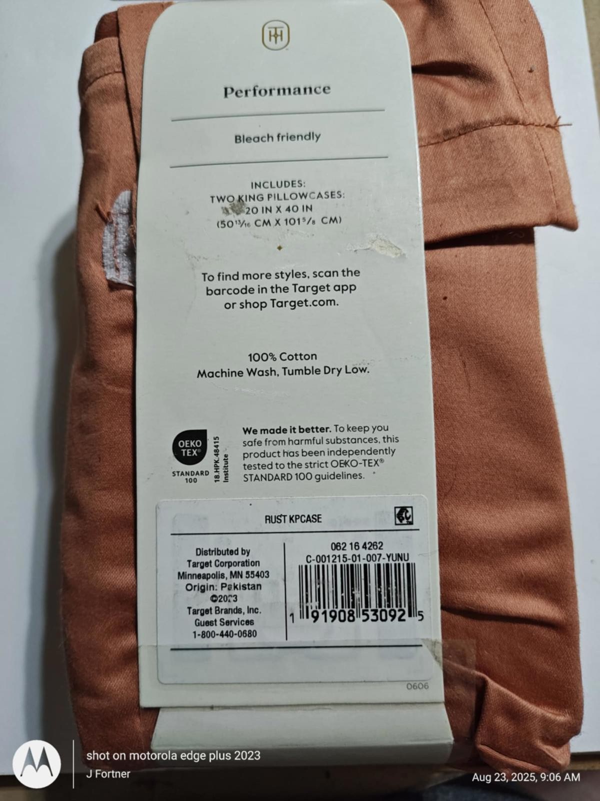Threshold King 100% Cotton- Solid Rust Color -Pillowcase Set