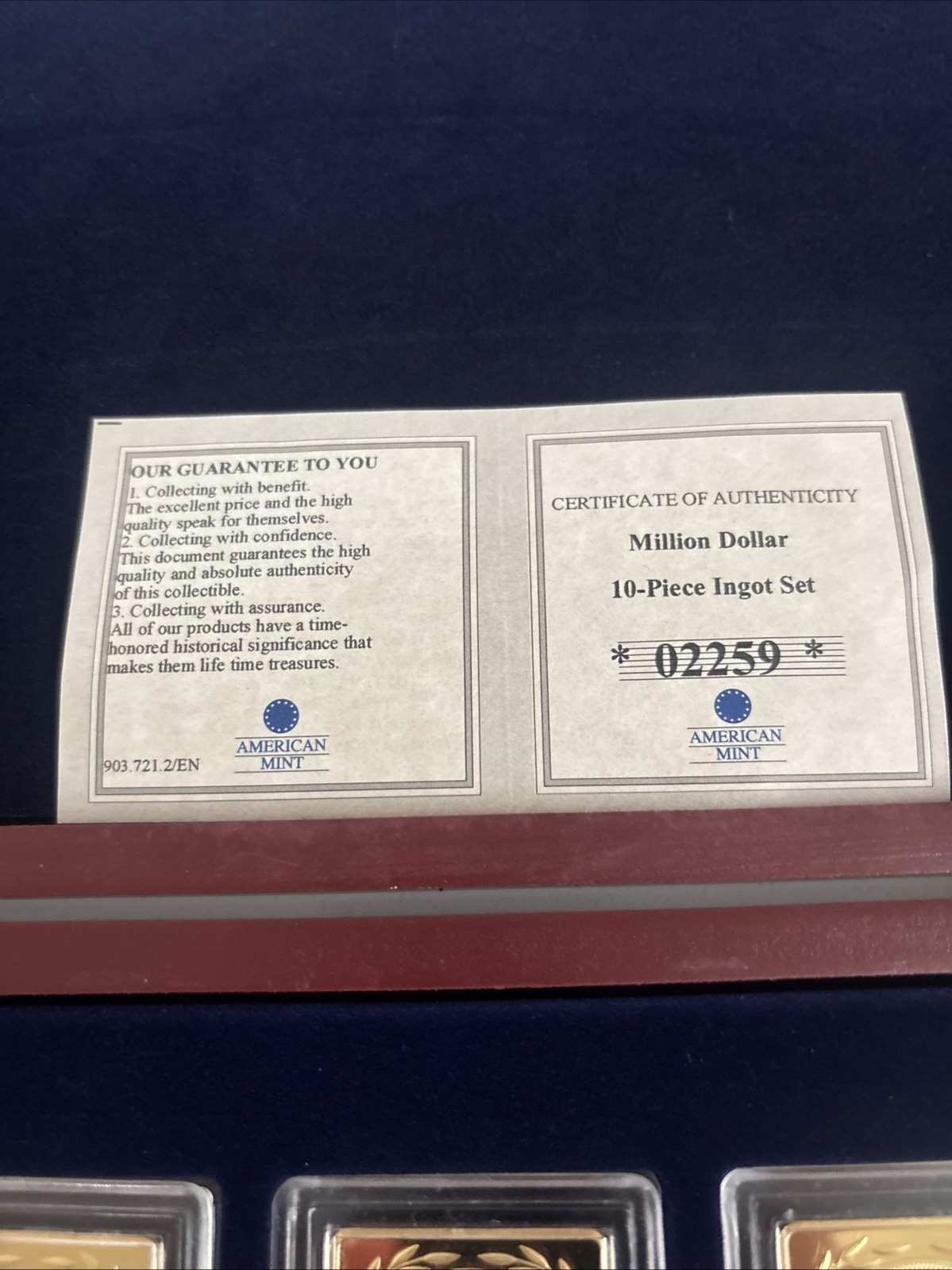 American Mint “Million Dollar 10-Piece Ingot Set