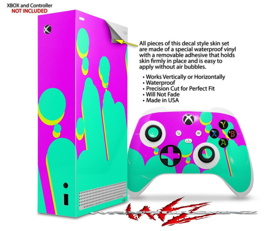 Skins XBOX Series S Console Controller Drip Teal Pink Yellow