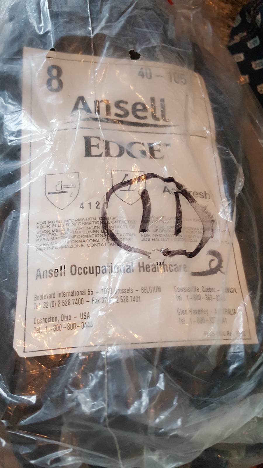 Ansell -40-105-8 Edge Nitrile Gloves 11 pairs new