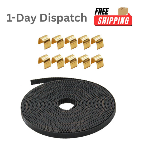 GT2 Timing Belt 5 Meters 6mm Wide with 10 Copper Buckles for 3D Printer
