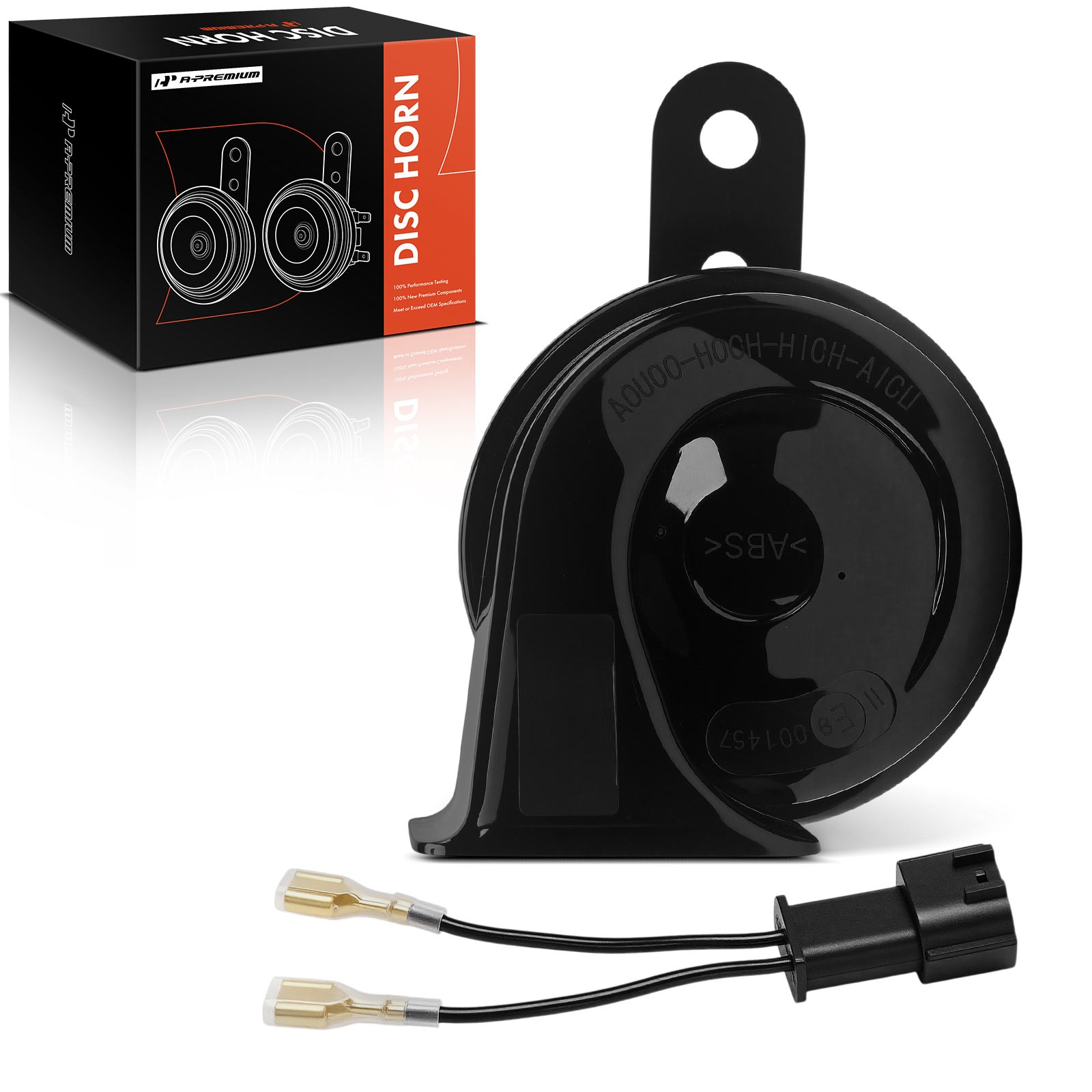 A-Premium 80mm Black ABS Plastic Snail Horn w/ Wire Connector for Hyundai 110dB