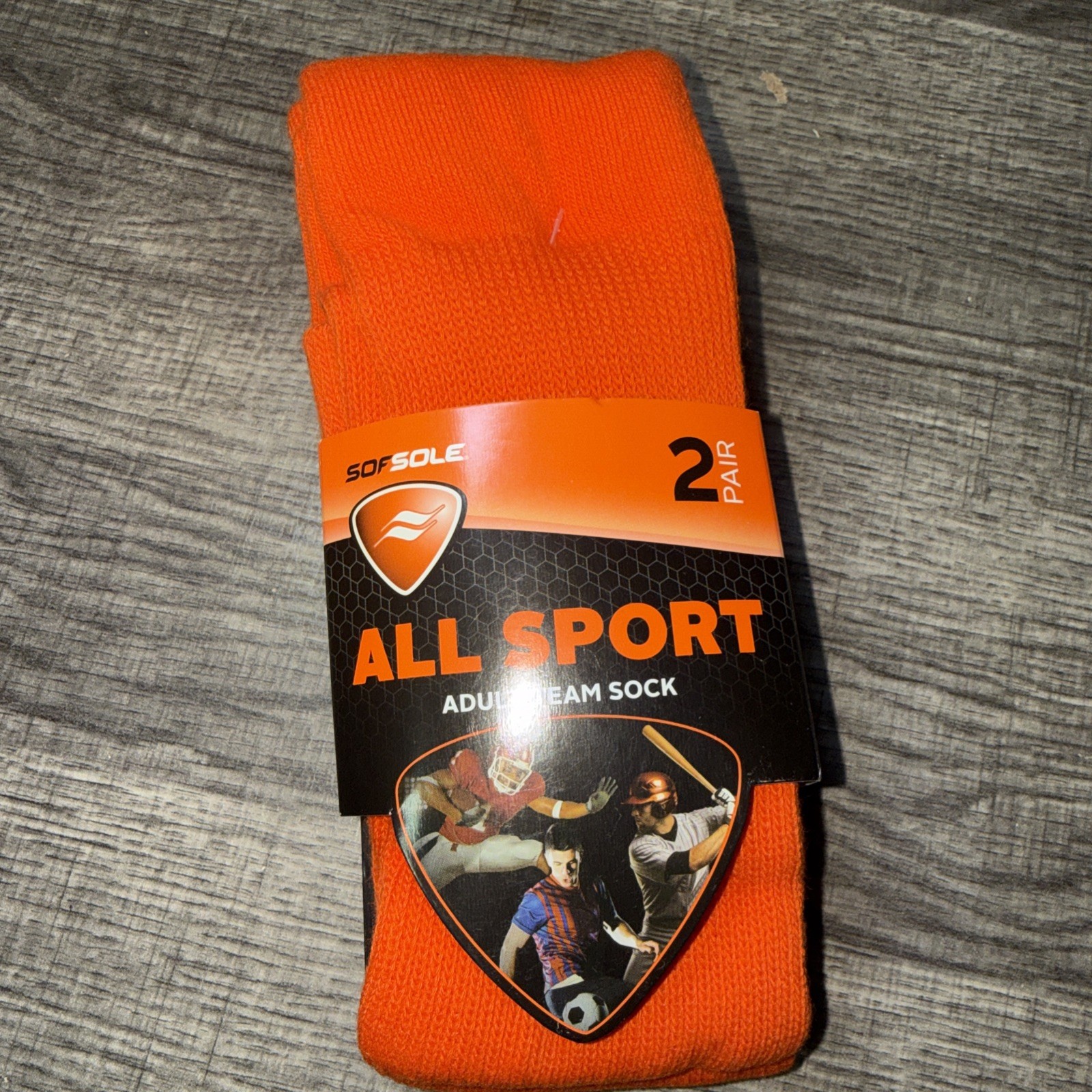 NEW NIP 2 Pair SofSole All-Sport Orange Team Socks Medium 5-9.5