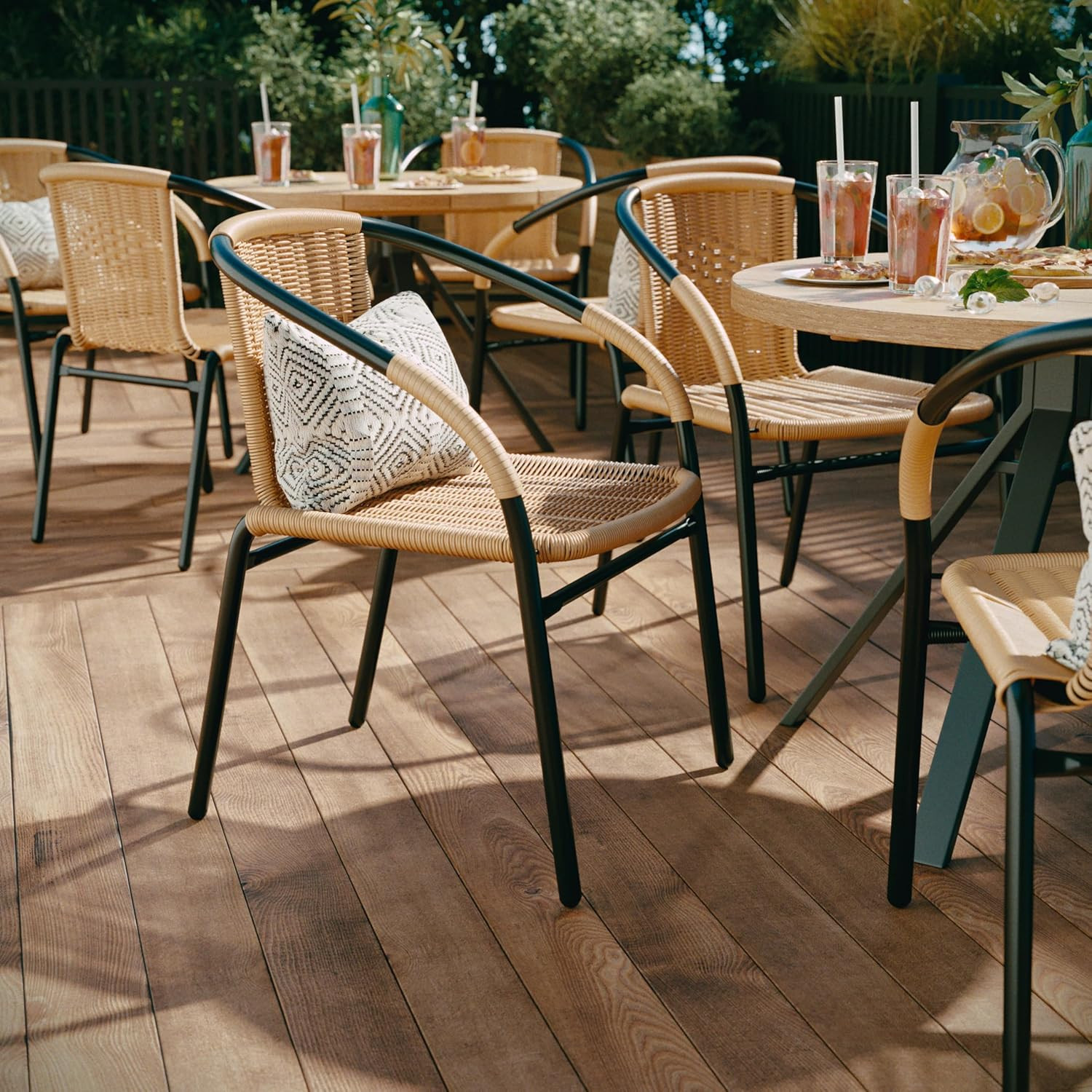 Lila 2 Pack Beige Rattan Indoor-Outdoor Restaurant Stack Chair