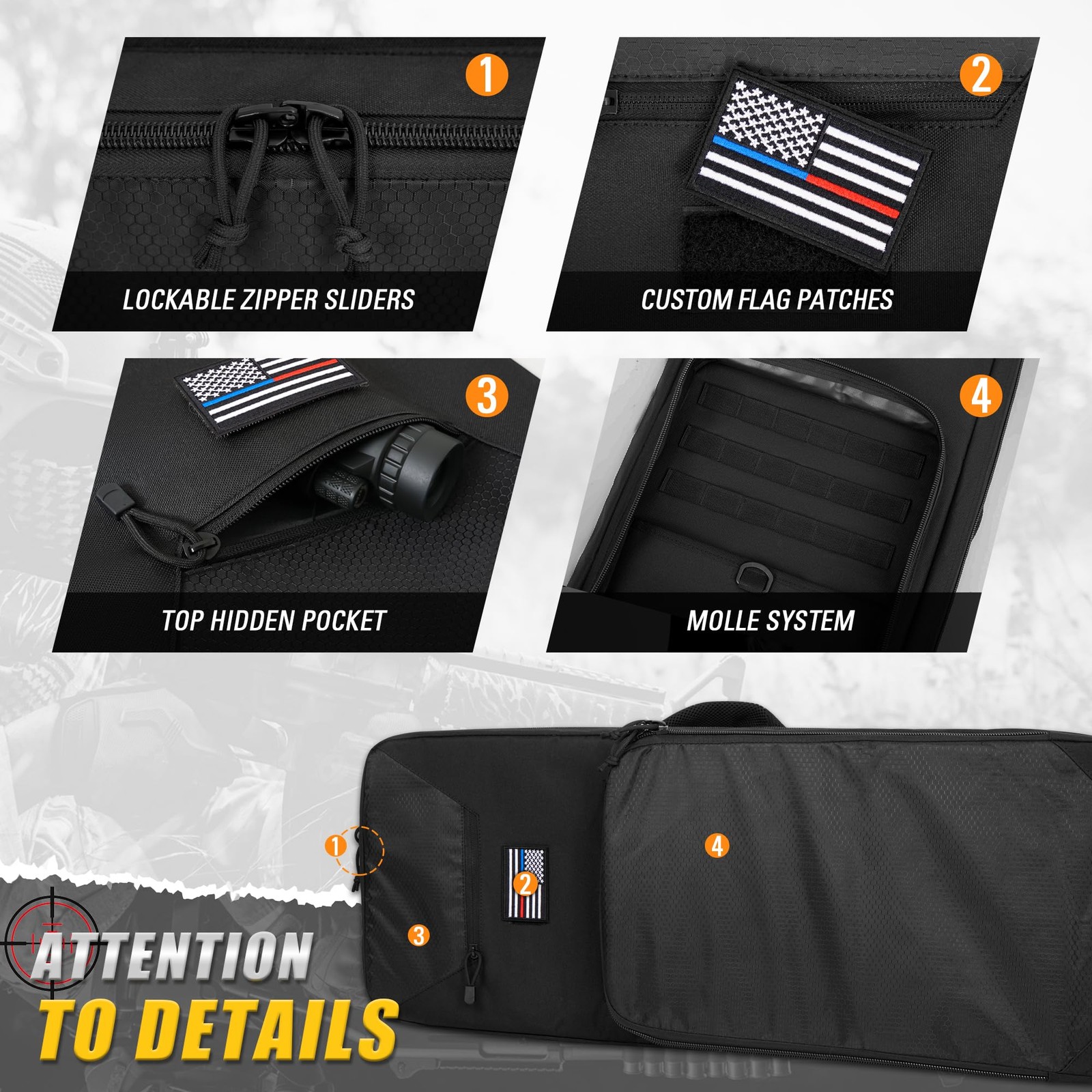 30” Rifle Bag Gun Backpack SBR Tactical Firearm Soft Case with Compartment, M...