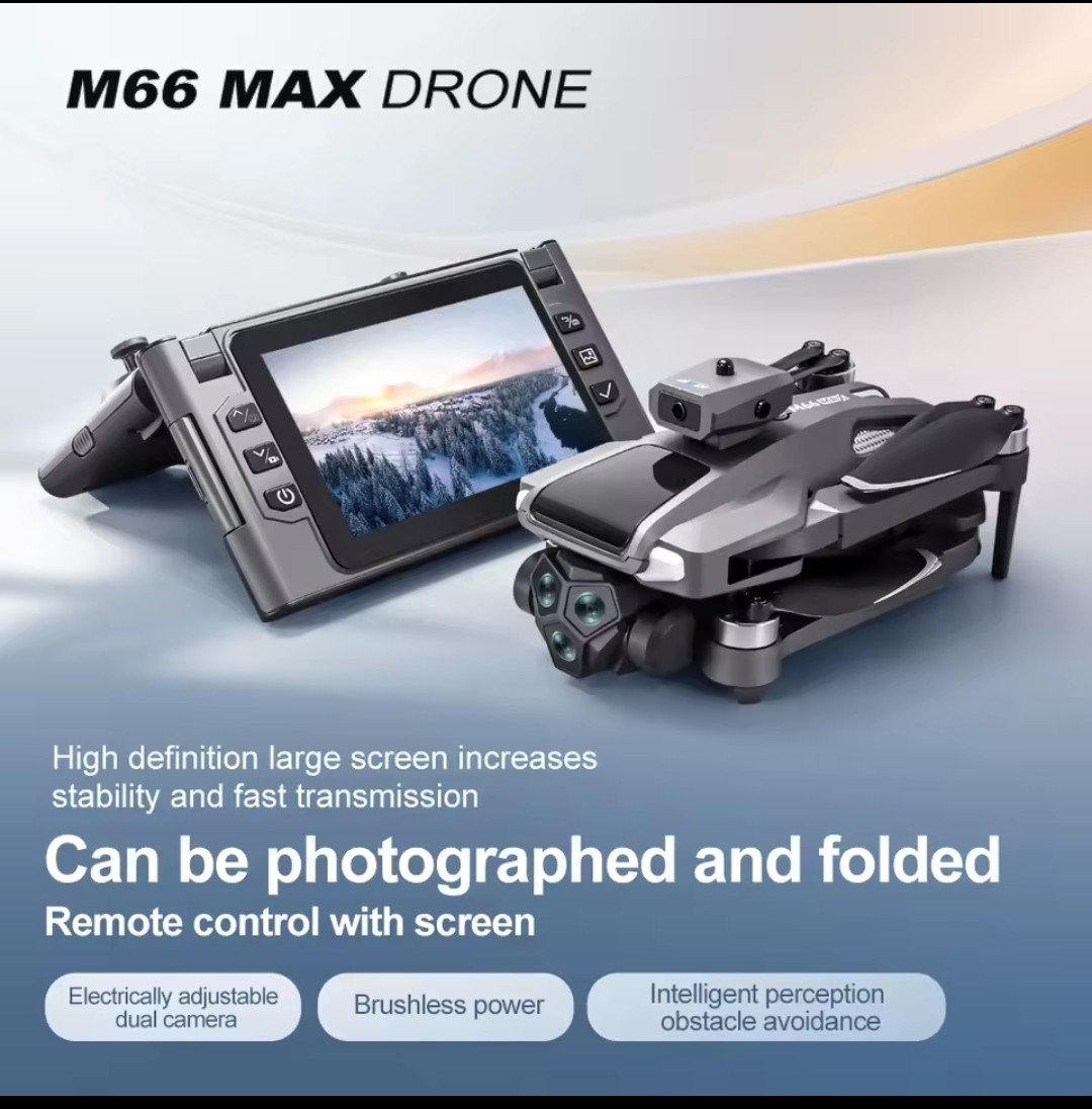 ✅ Drone M66 8K Camera 5G FPV Remote Control Foldable Screen Quadcopter Brushless