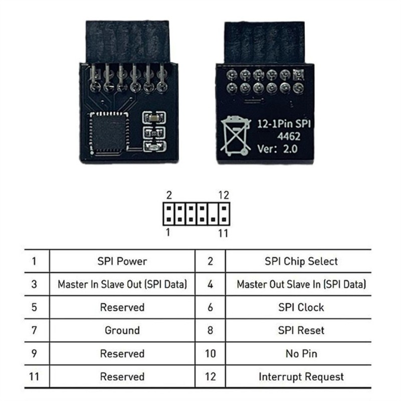 12Pin TPM2.0 Module Cryptographic Processor TPM2.0 Encryption Security Module