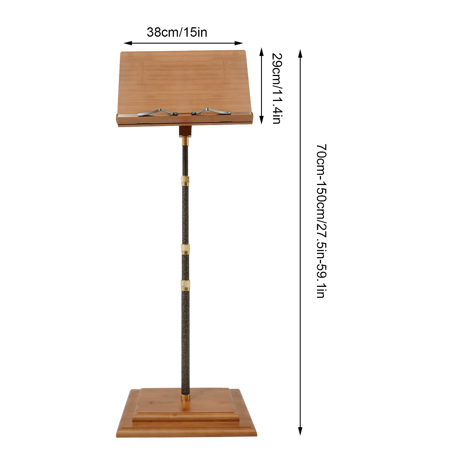 Height Adjustable Bamboo Music Stand Bamboo Conductor Music Stand W/ Wide Wooden
