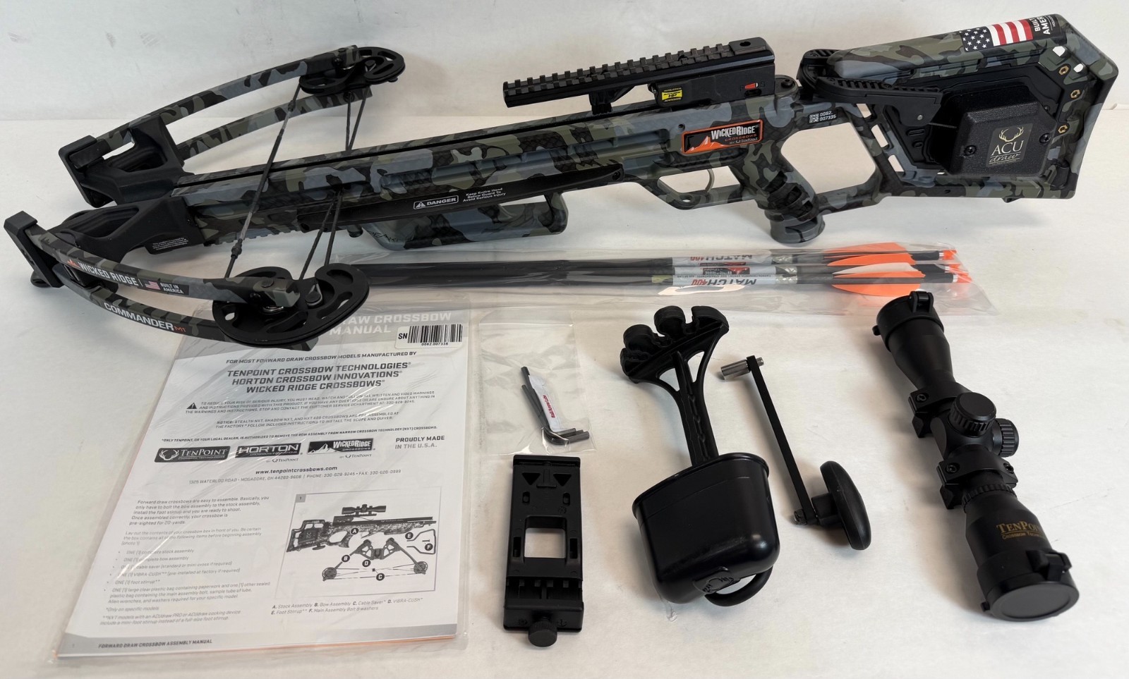 Wicked Ridge Commander M1, ACUdraw, Multi-Line Scope (Peak Camo) -FREE S/H