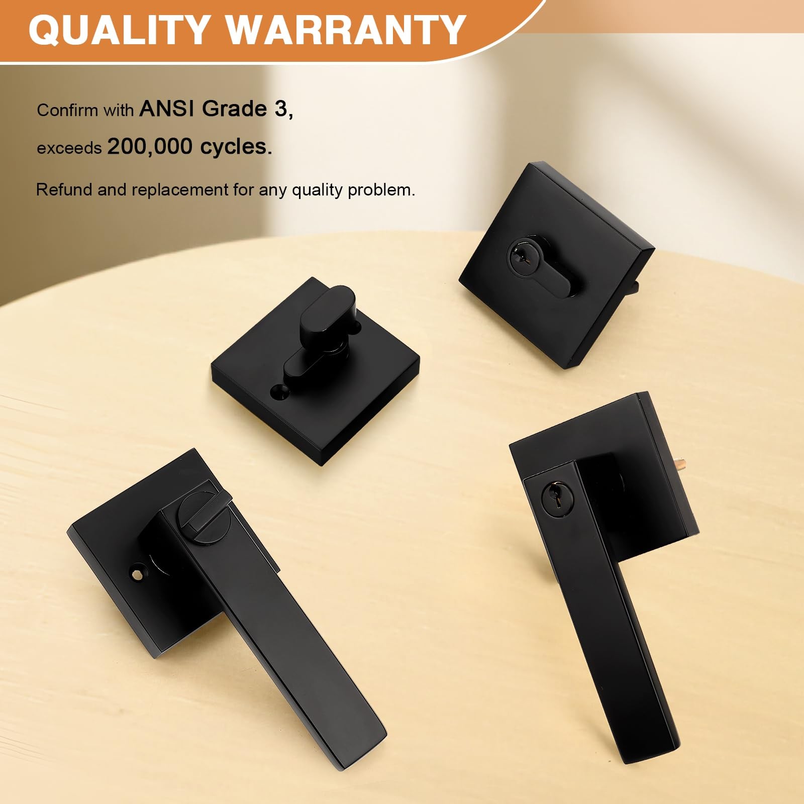 Probrico Flat Black Entry Levers Lock Sets and Single Cylinder 1 Pack,