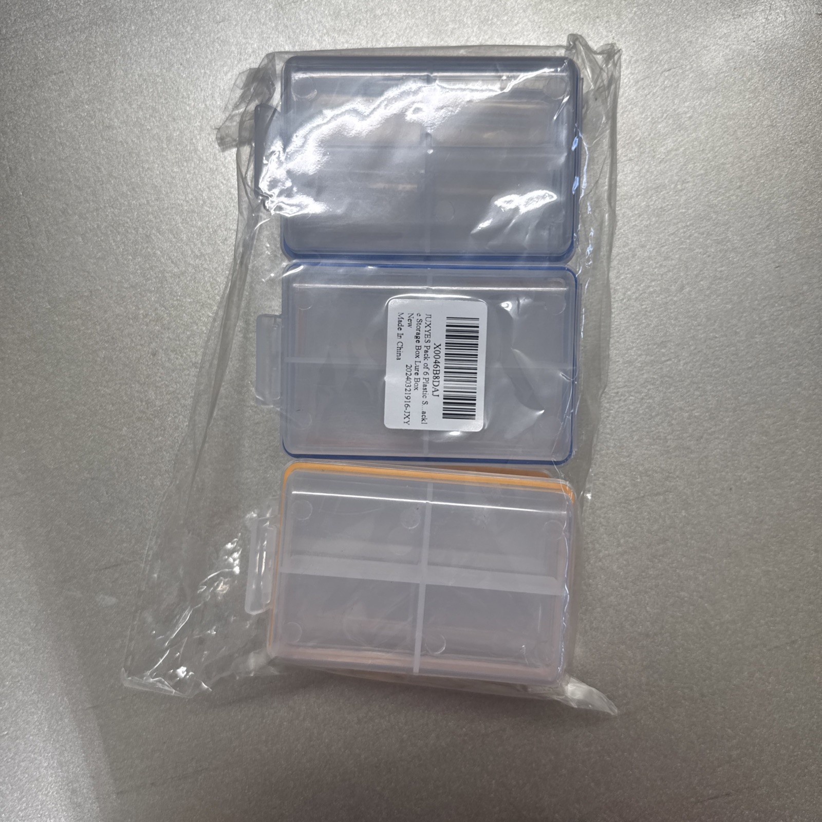 6 Pcs Clear Plastic Organizer Box Case 4 Grids Jewelry Storage Container 3.75”