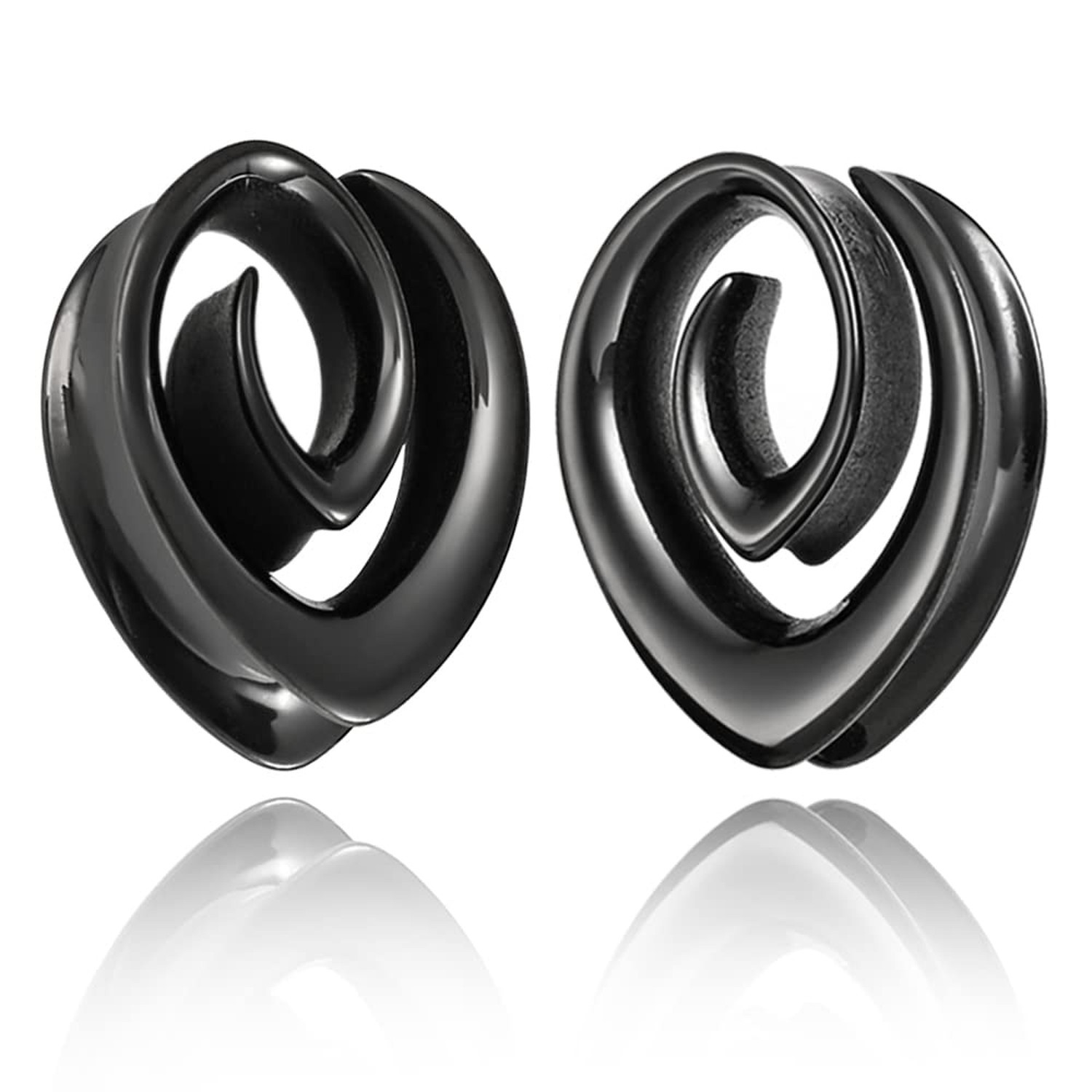 2PCS 8mm-25mm (0G-1") Spiral Saddle Plugs Gauges Tunnels for Stretched Ears, ...