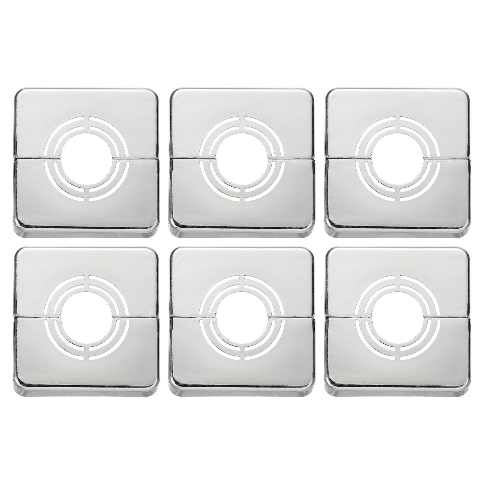 6pcs Wall Split Flange 0.79" Plastic Square Split Flange Pipe Cover, Silver