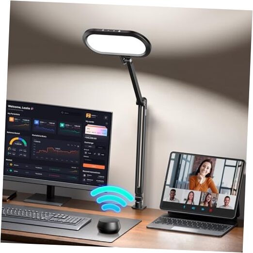 LED Desk Lamp for Home Office, Eye-Care Double-Sided Desk Light with Black