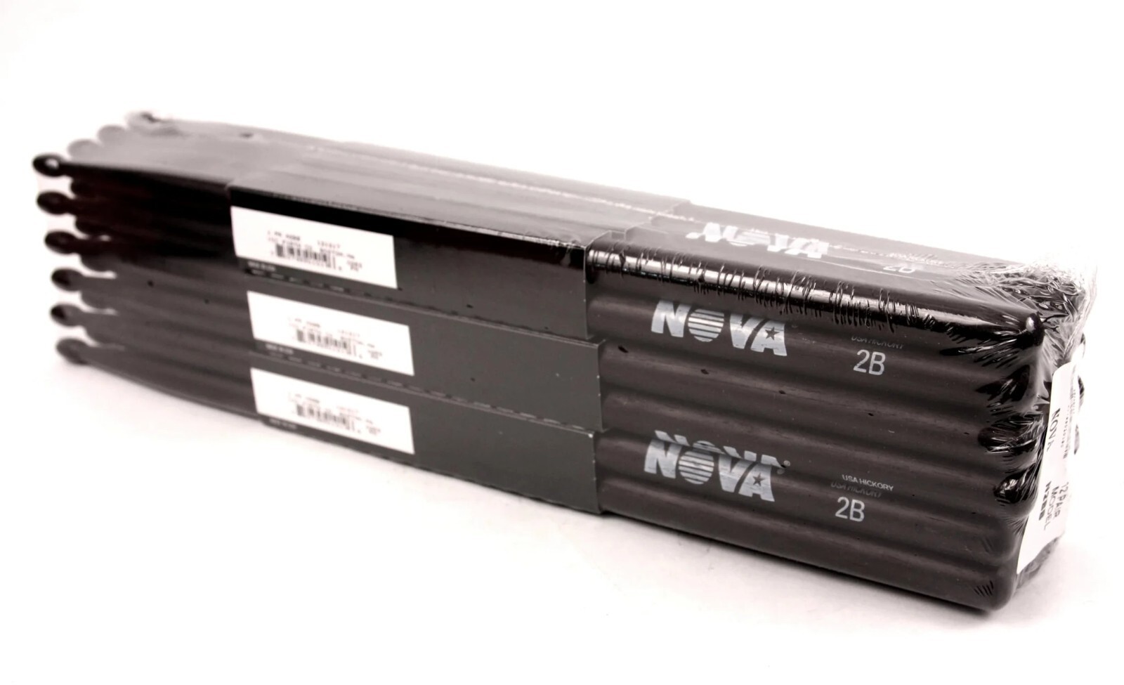 12-Pair BRICK VIC FIRTH® Nova 2B Black Wood Tip DRUM STICKS N2BB Hickory Bulk