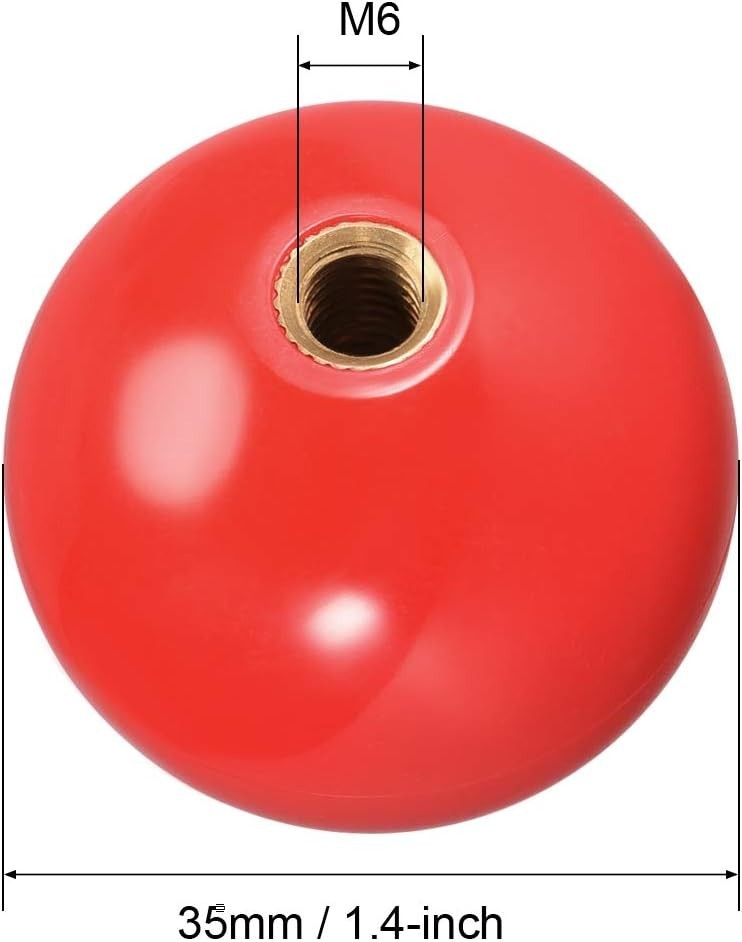 uxcell 2PCS Arcade Joystick Ball Top Handle 35mm M6 Red Replacement