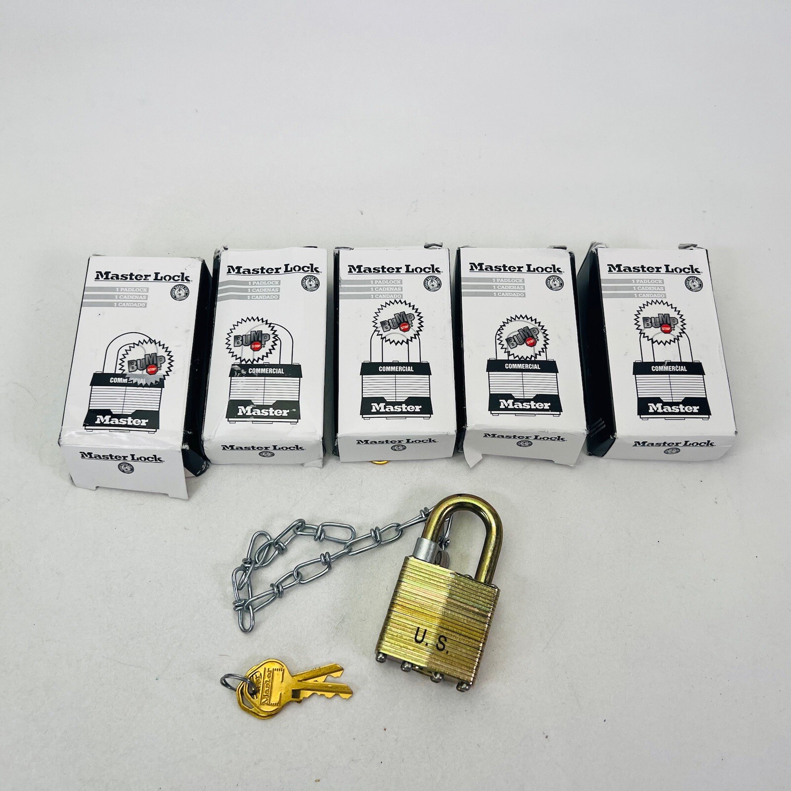 Lot of 5 Master Lock 5340-00-158-3807 Keyed Padlock