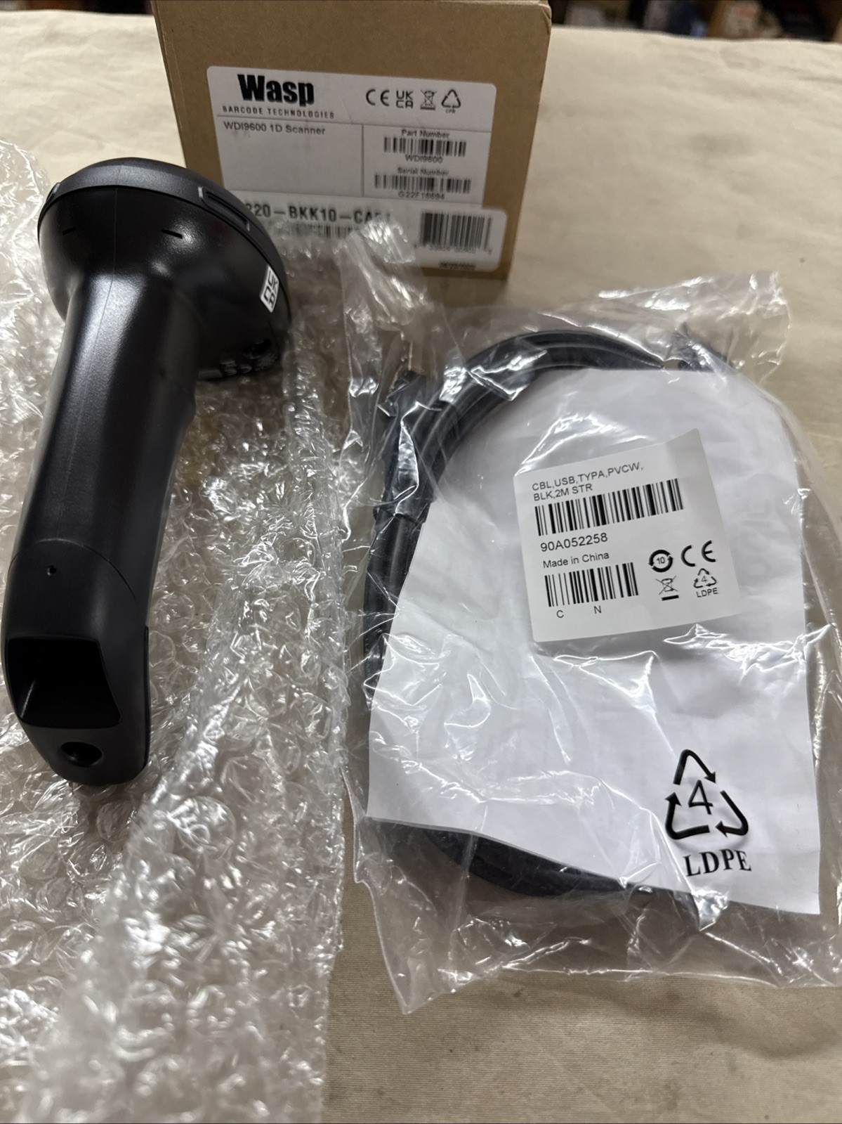 WASP WDI9600 USB 1D LASER SCANNER WITH USB CABLE